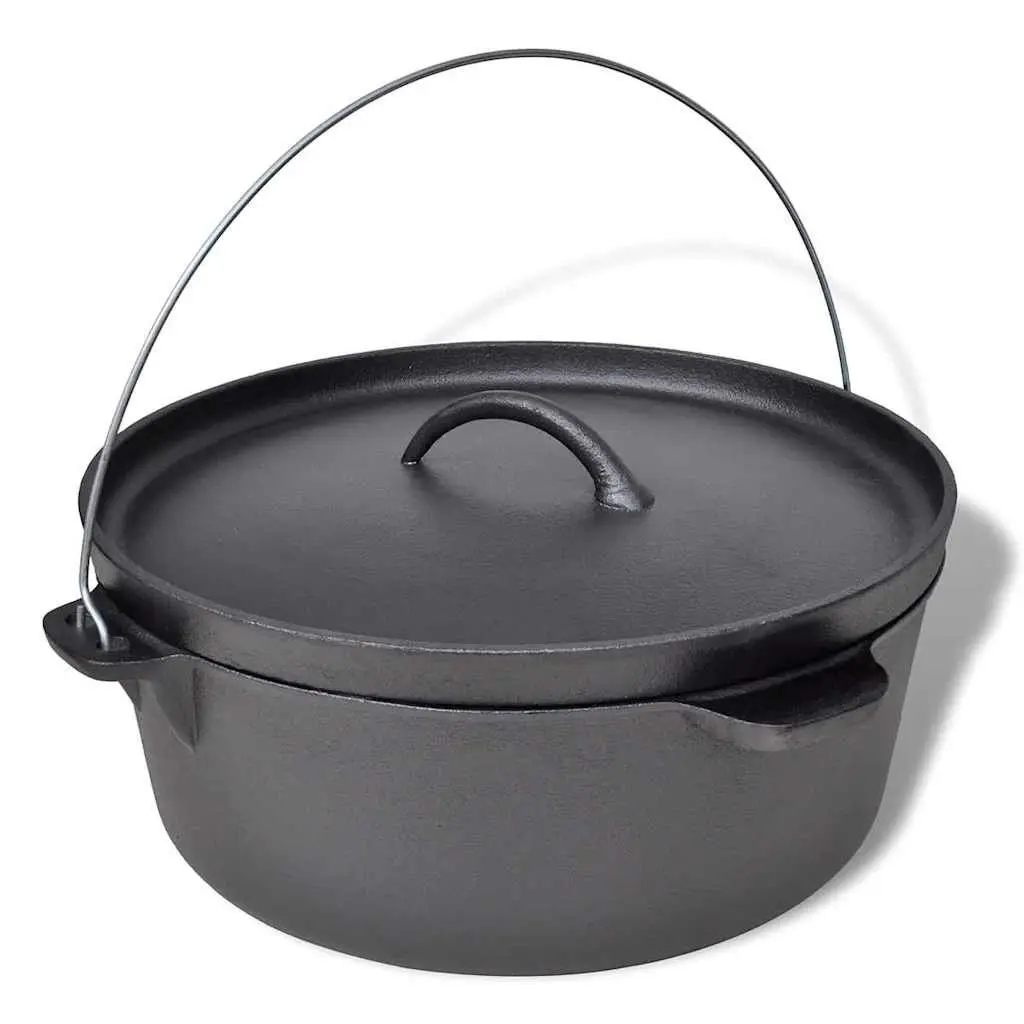 Dutch Oven Heavy-Duty 11.3L Black Cookware with Lid Lifter Stand and Carrying Bag