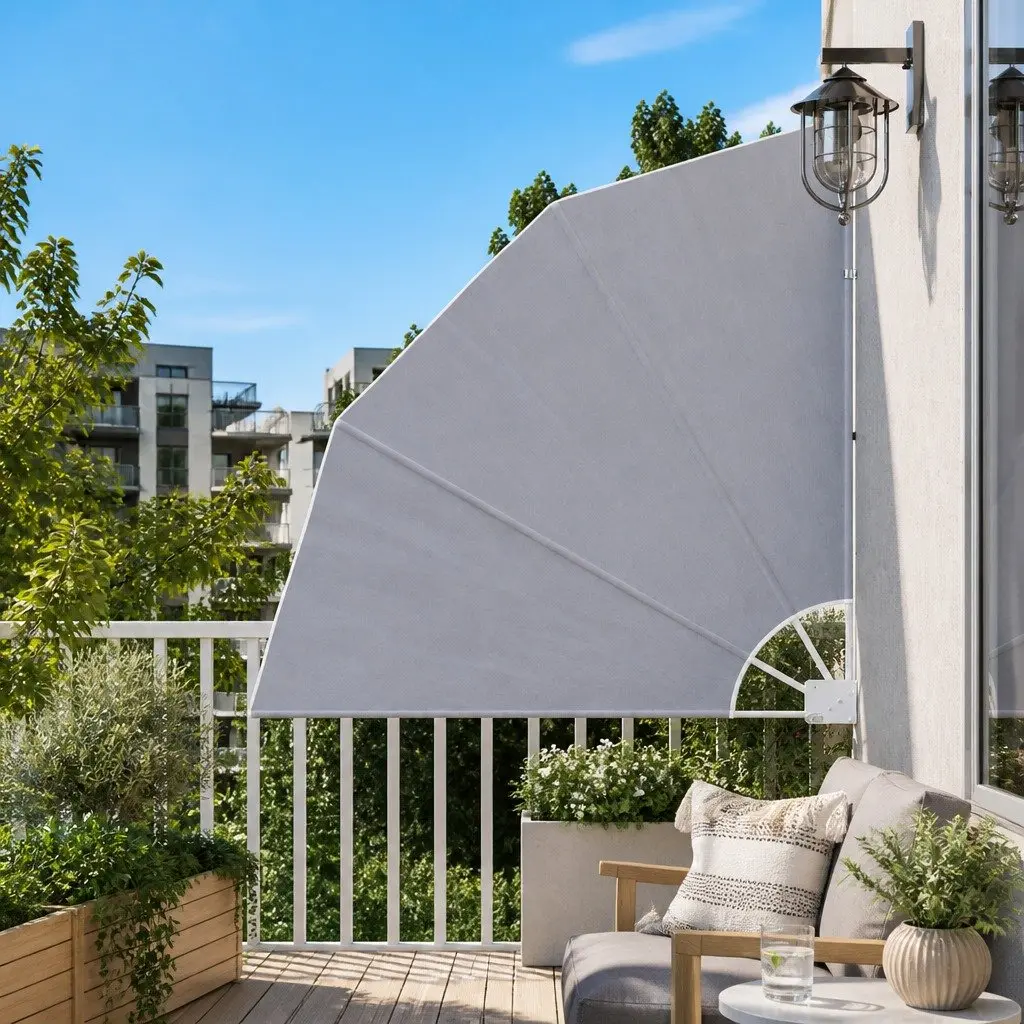 Collapsible Side Awning Polyester 140 x 140 cm Grey