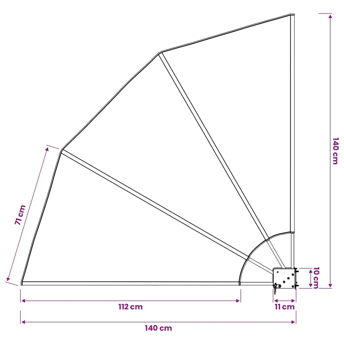 Collapsible Side Awning Polyester 140 x 140 cm Grey