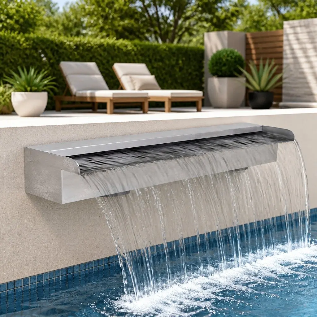 Silver Rectangular Waterfall Fountain for Pools