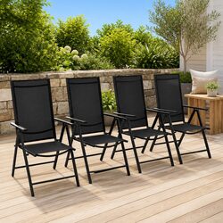 Durable Folding Chairs Set of 4 in Black for Outdoor Use