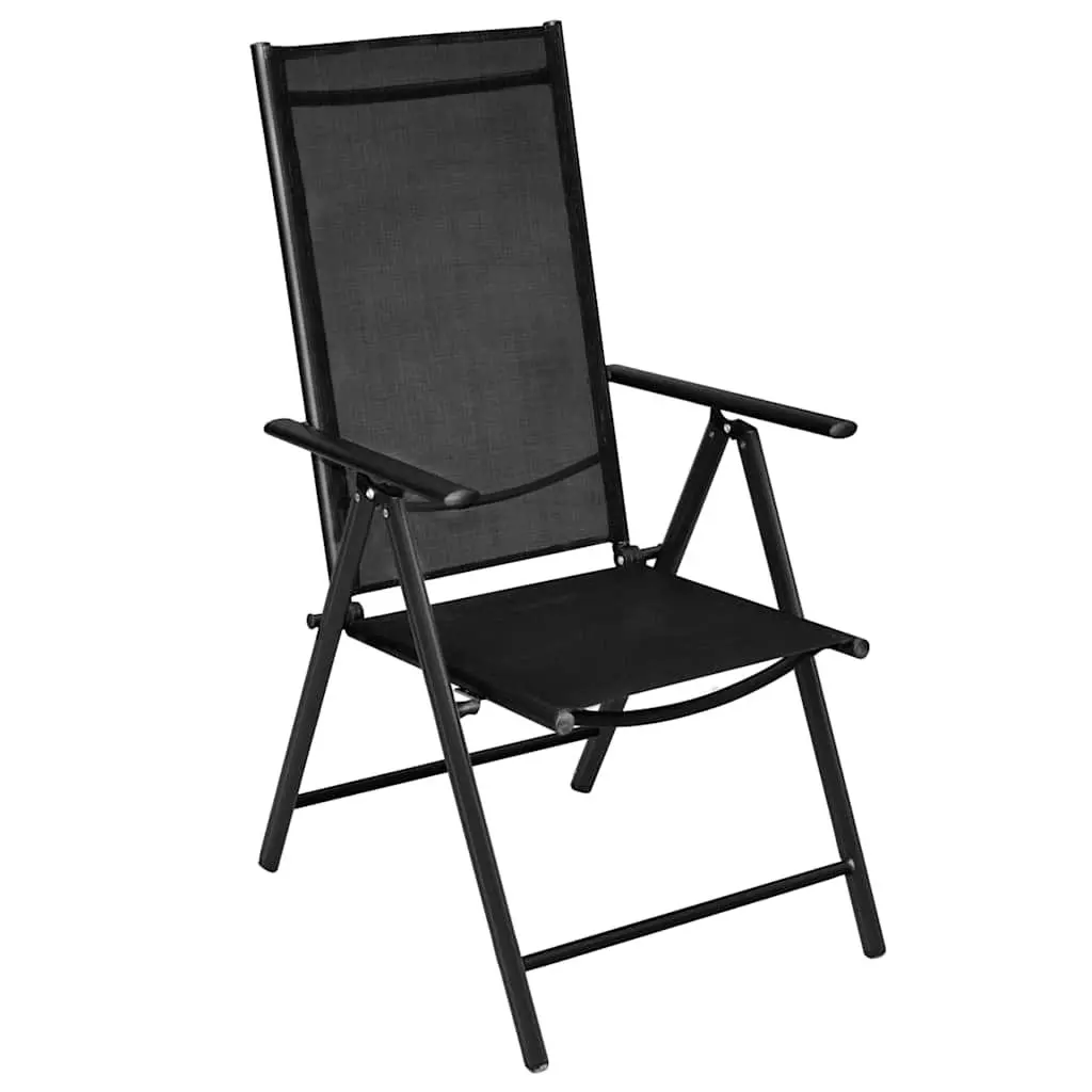 Folding Chairs Set Aluminium Textilene 4 Piece Black