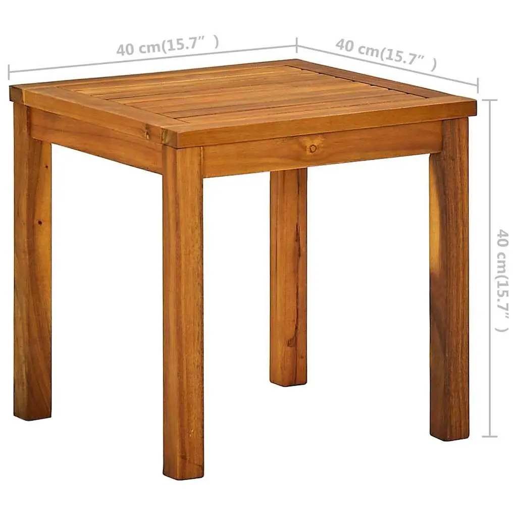 Sun Lounger Acacia Wood Textilene Adjustable Brown with Side Table