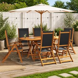 7-Piece Acacia Wood Outdoor Dining Set with Folding Chairs