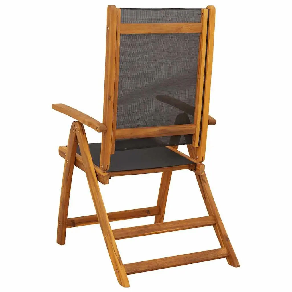 Outdoor Dining Set Acacia Wood 7 Piece Brown Oval Table Folding Chairs