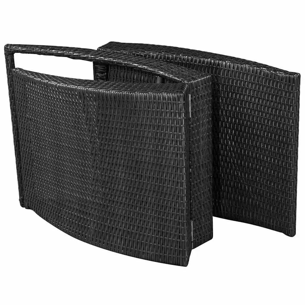 Sun Lounger PE Rattan Folding Black with Cream White Cushion