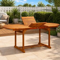Sturdy Brown Extendable Outdoor Dining Table 150-200x100x75cm