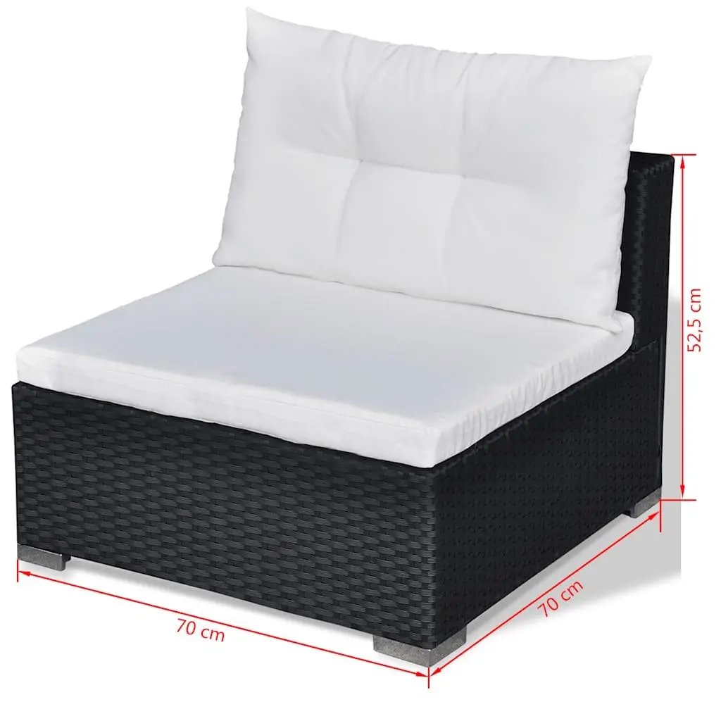 5 Piece Outdoor Patio Lounge Set PE Rattan Sofa with Cushions Black