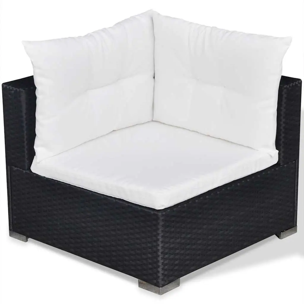 5 Piece Outdoor Patio Lounge Set PE Rattan Sofa with Cushions Black