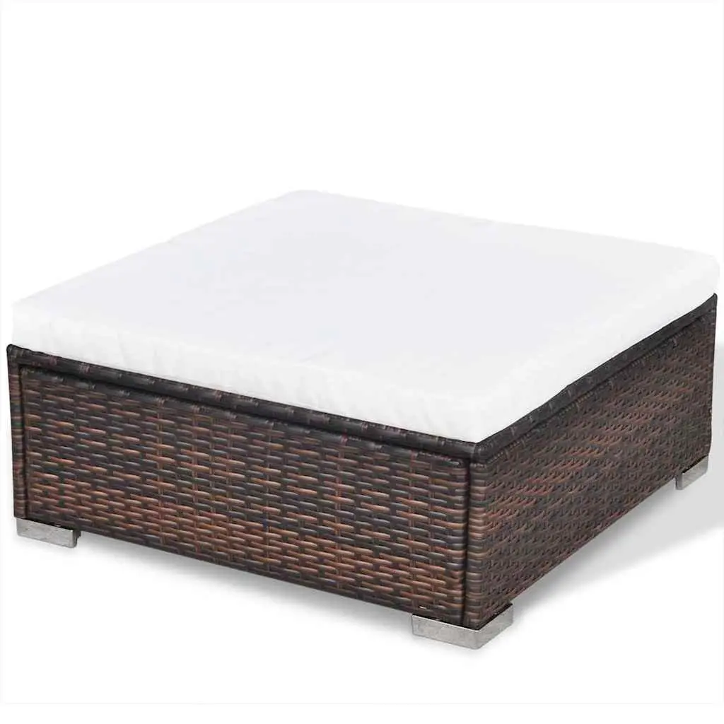 Garden Lounge Set PE Rattan Steel 6 Piece Brown