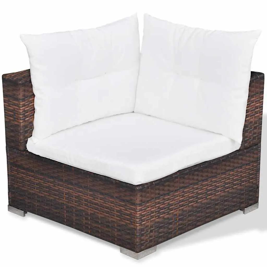 Garden Lounge Set PE Rattan Steel 6 Piece Brown