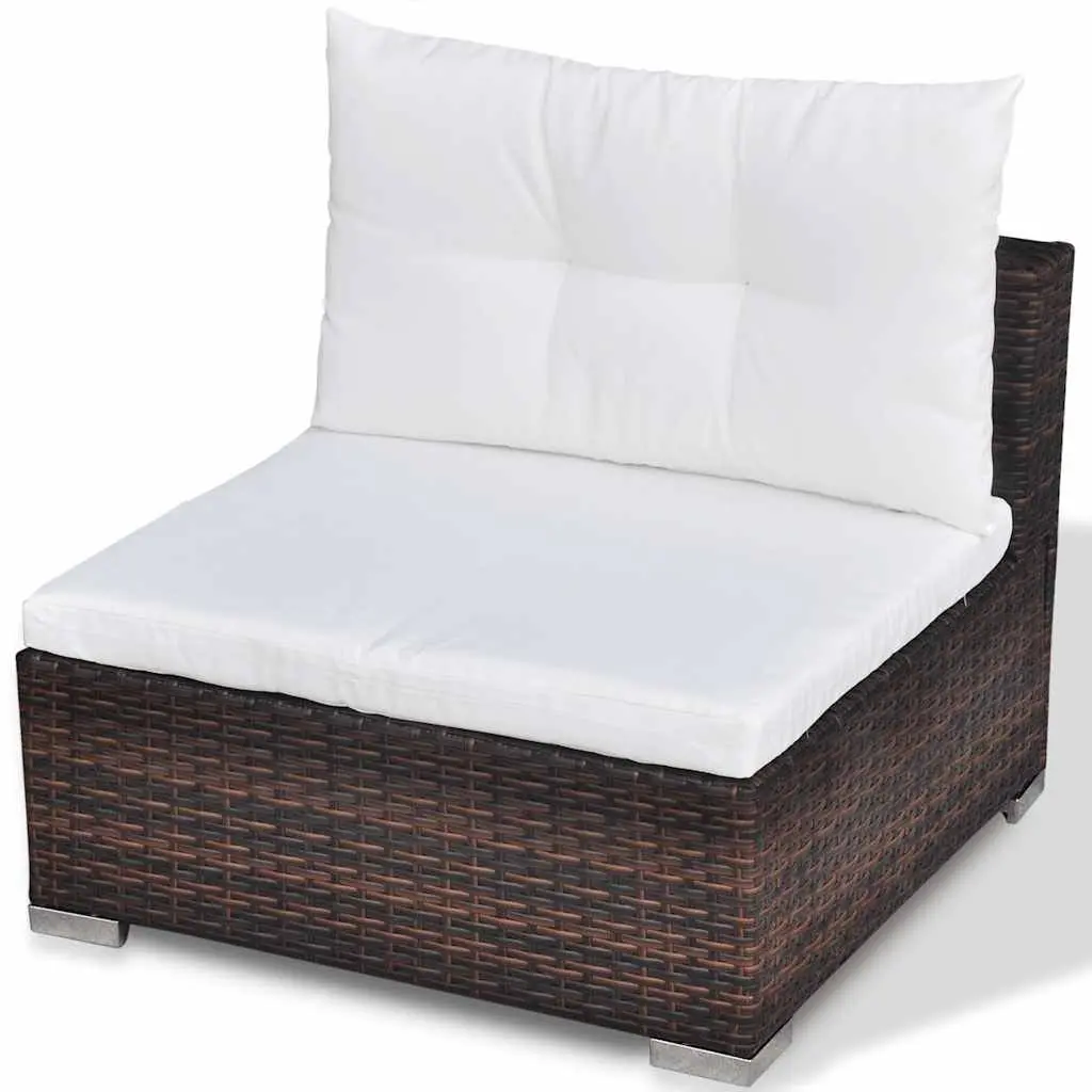 Garden Lounge Set PE Rattan Steel 6 Piece Brown