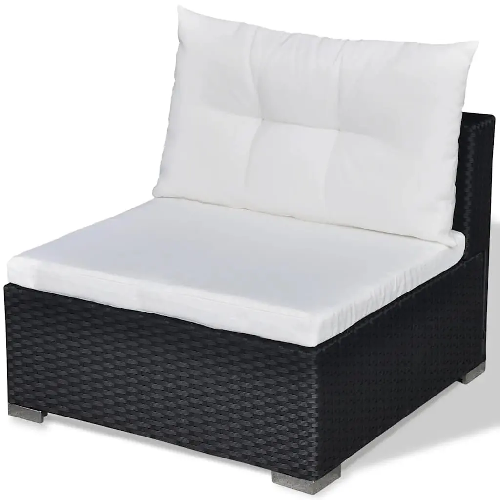Garden Lounge Set PE Rattan 6 Piece Outdoor Patio Furniture Black