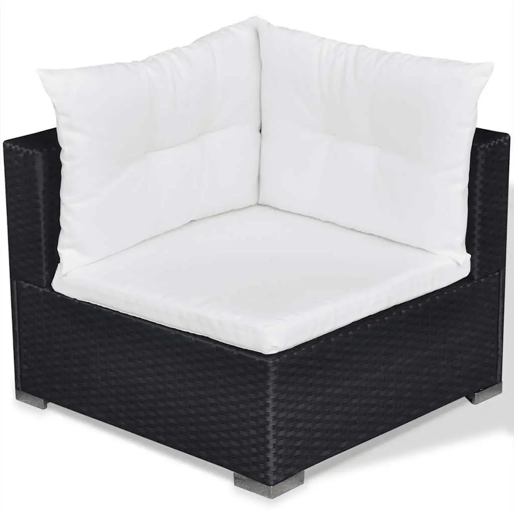 Garden Lounge Set PE Rattan 6 Piece Outdoor Patio Furniture Black