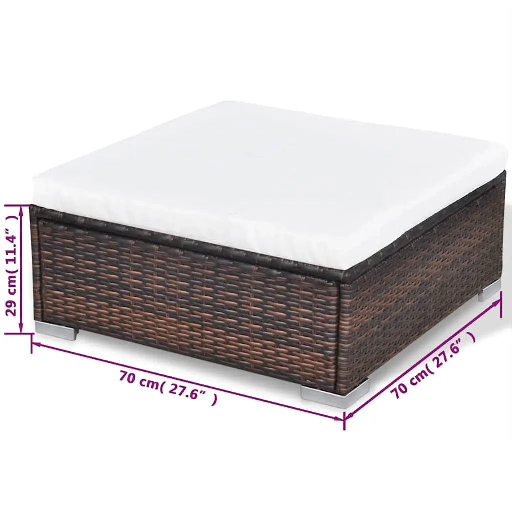 10 Piece Outdoor Lounge Set Poly Rattan Brown Furniture