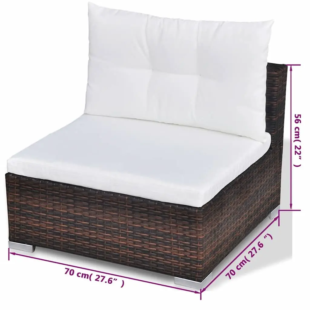 10 Piece Outdoor Lounge Set Poly Rattan Brown Furniture