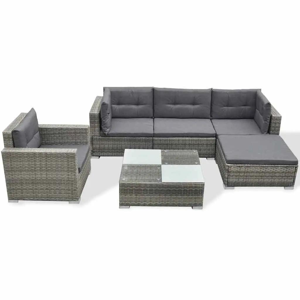 Grey Poly Rattan 6 Piece Outdoor Lounge Set
