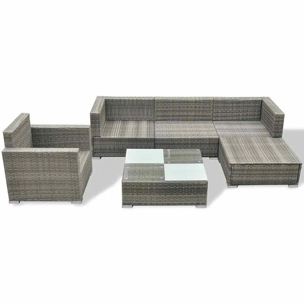 Grey Poly Rattan 6 Piece Outdoor Lounge Set