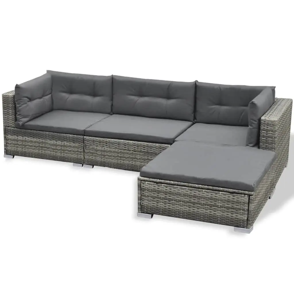Grey Poly Rattan 6 Piece Outdoor Lounge Set
