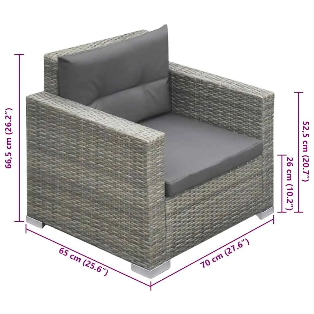 Grey Poly Rattan 6 Piece Outdoor Lounge Set