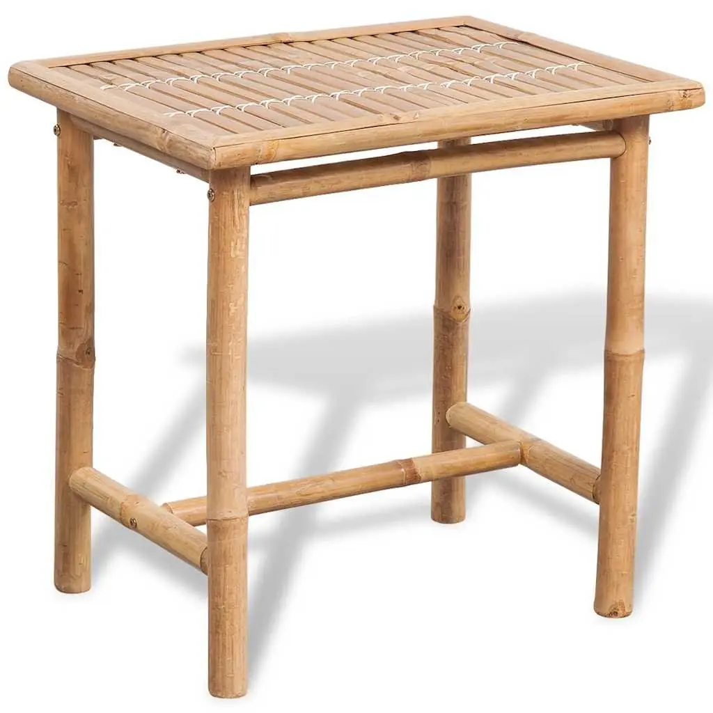 3 Piece Bistro Set Bamboo Brown Outdoor Table Chairs with Seat Cushions