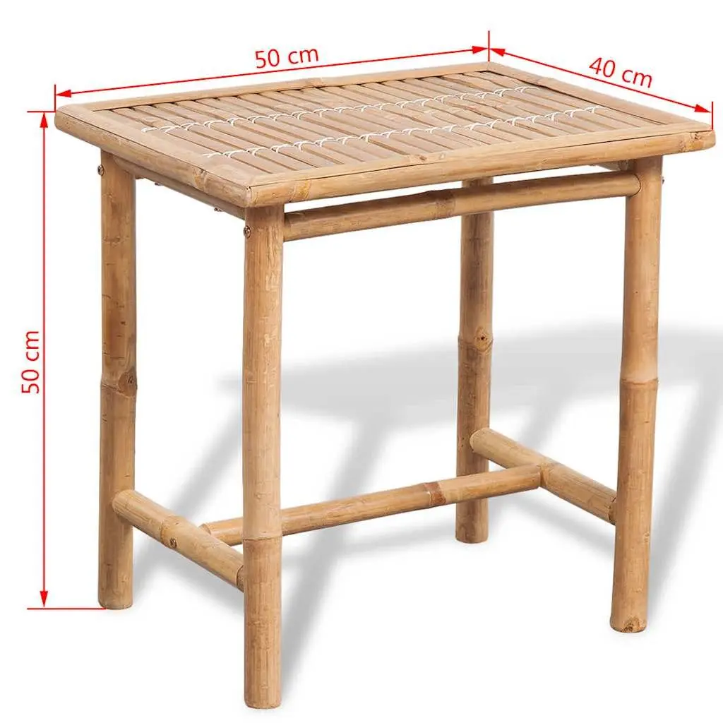 3 Piece Bistro Set Bamboo Brown Outdoor Table Chairs with Seat Cushions