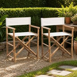 Bamboo Canvas Director's Chair Set for Outdoor Use