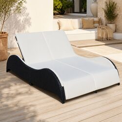 Premium Rattan Double Sun Lounger with Adjustable Backrest