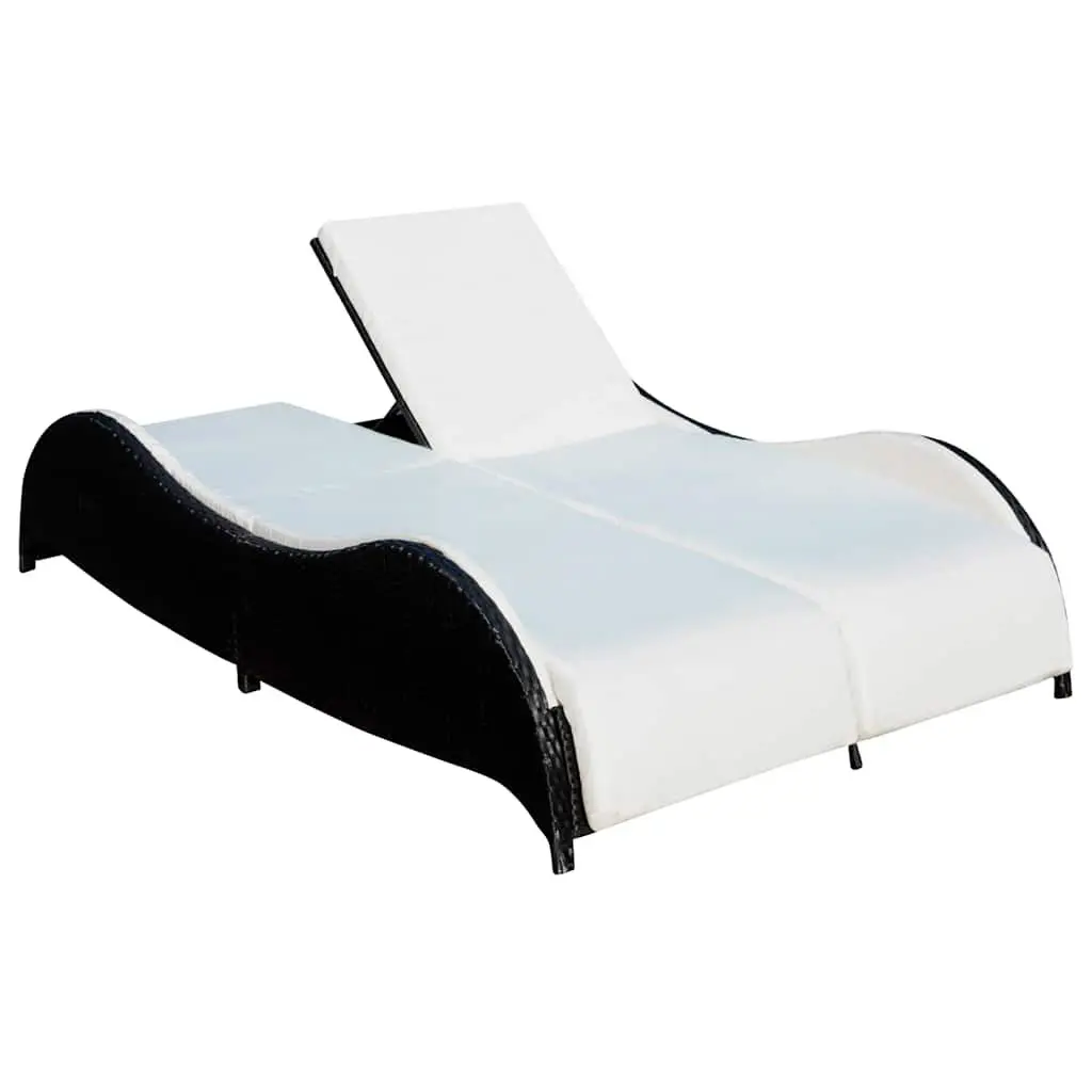 Rattan Double Sun Lounger with Adjustable Backrest