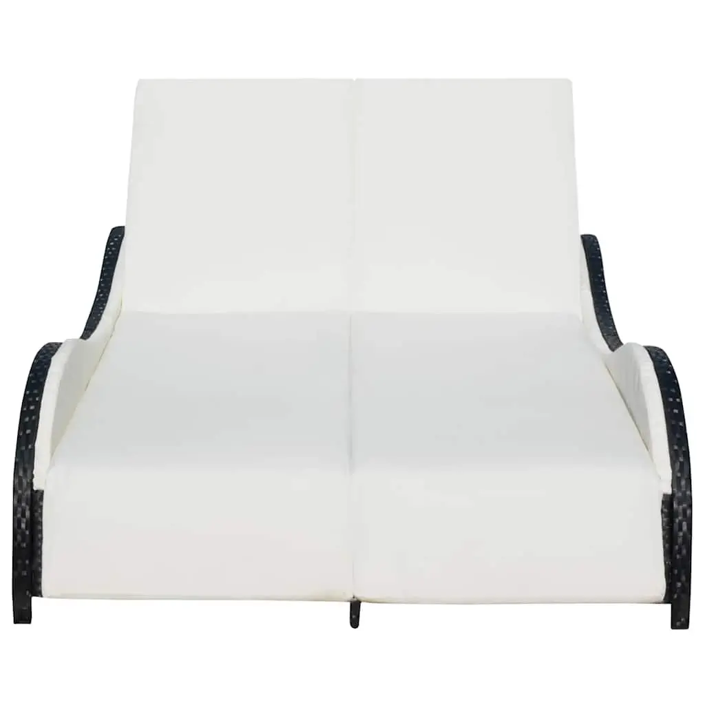 Rattan Double Sun Lounger with Adjustable Backrest