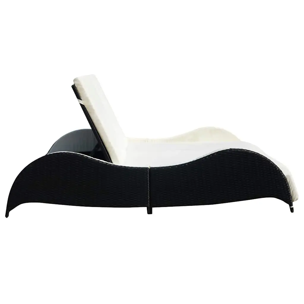 Rattan Double Sun Lounger with Adjustable Backrest