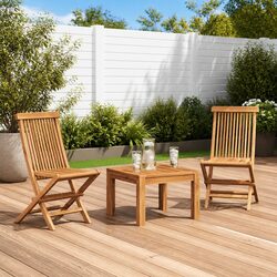 Teak Wood Folding Garden Chairs Set of 2 - Durable Outdoor Seating
