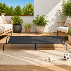 Sturdy Black Elevated Dog Bed 150x90x20cm Textilene Mesh