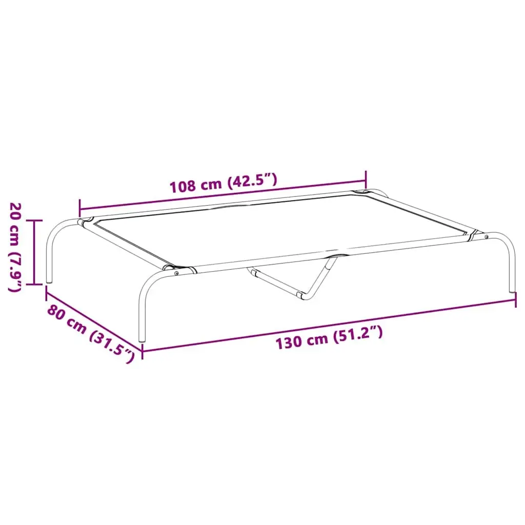 Elevated Dog Bed Oxford Fabric 130x80x20cm Black Steel Frame