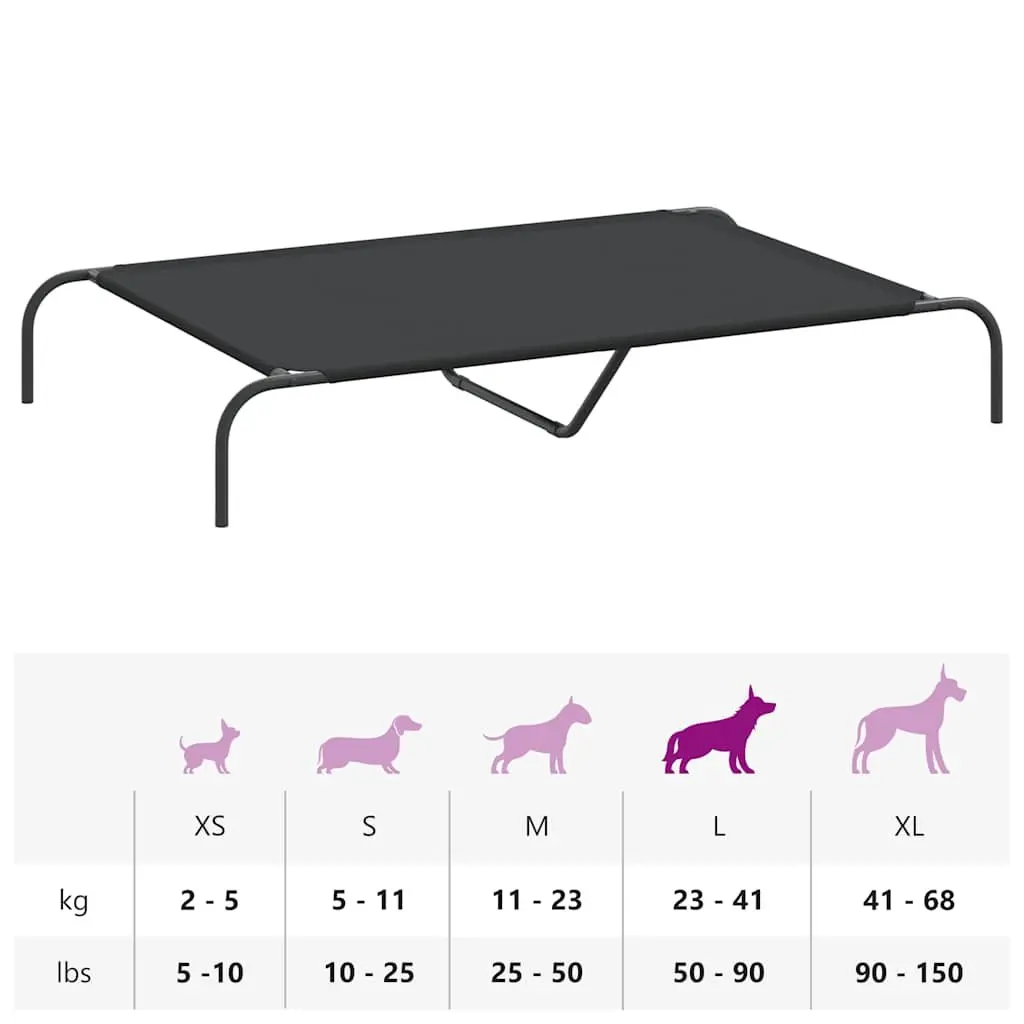 Elevated Dog Bed Oxford Fabric 130x80x20cm Black Steel Frame