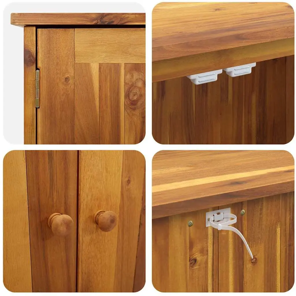 Garden Storage Cabinet Solid Acacia Wood Brown Outdoor Furniture