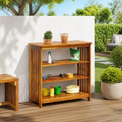 Garden Storage Cabinet 90x40x90cm Outdoor Furniture Solid Wood Shelves Brown