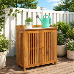Acacia Wood Garden Storage Cabinet with Adjustable Shelves