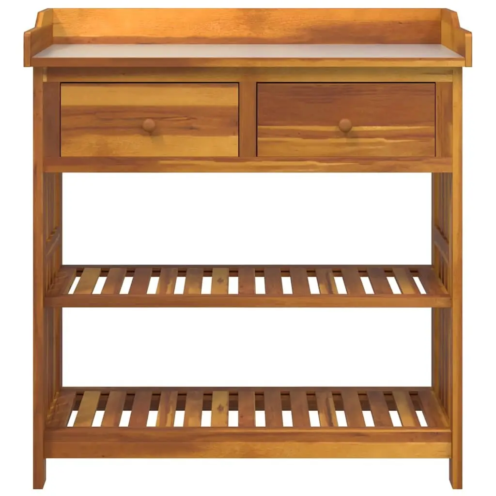 Outdoor Storage Cabinet Brown Acacia Wood 93cm x 41.5cm x 98cm Garden Furniture with Drawers and Shelves