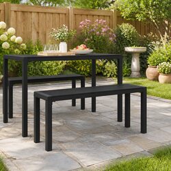 Modern Black Outdoor Garden Bench for Patios and Gardens