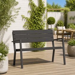 Sturdy Black Steel Outdoor Garden Bench for Modern Spaces
