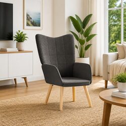 Ergonomic Armchair in Dark Grey Sherpa Fabric