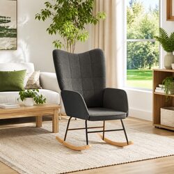 Stylish Grey Sherpa Rocking Chair with Padded Armrests