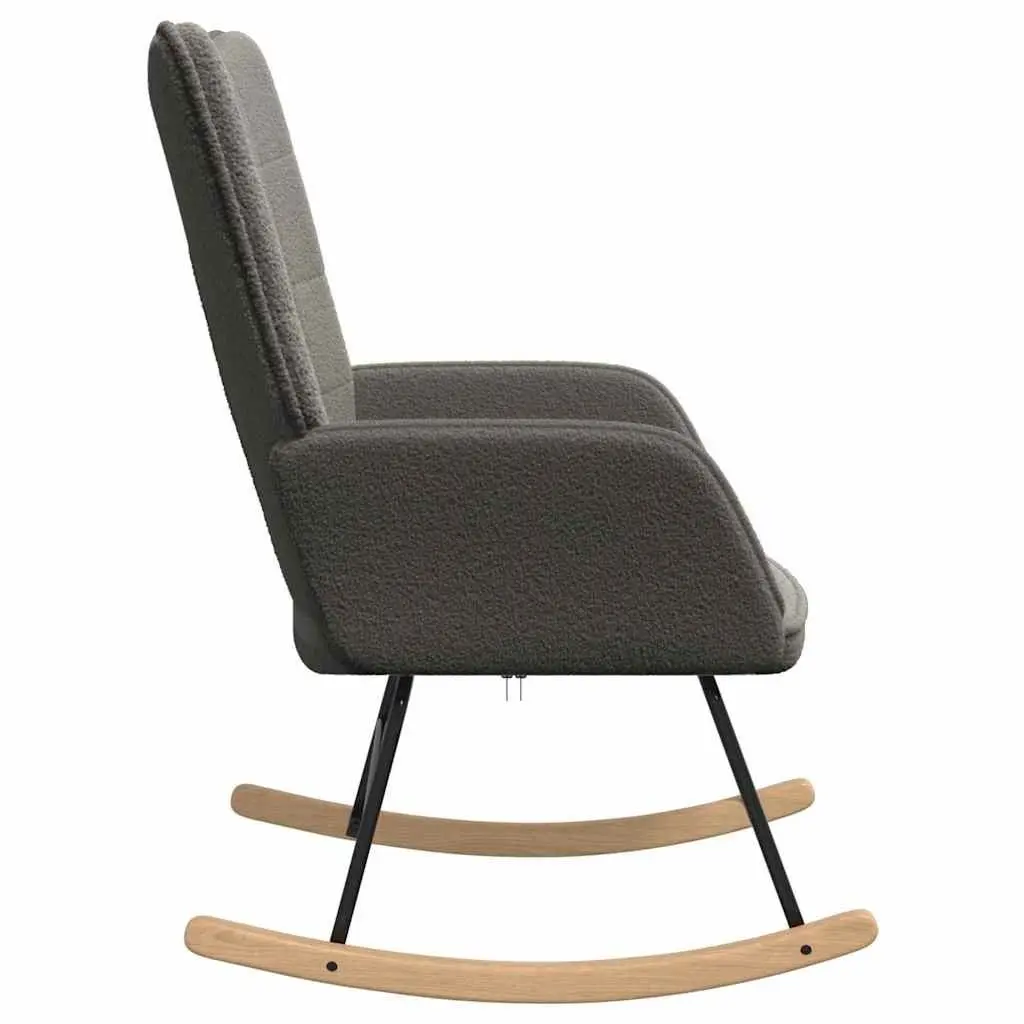 Rocking Chair Sherpa Fabric Grey Modern Padded Armrests