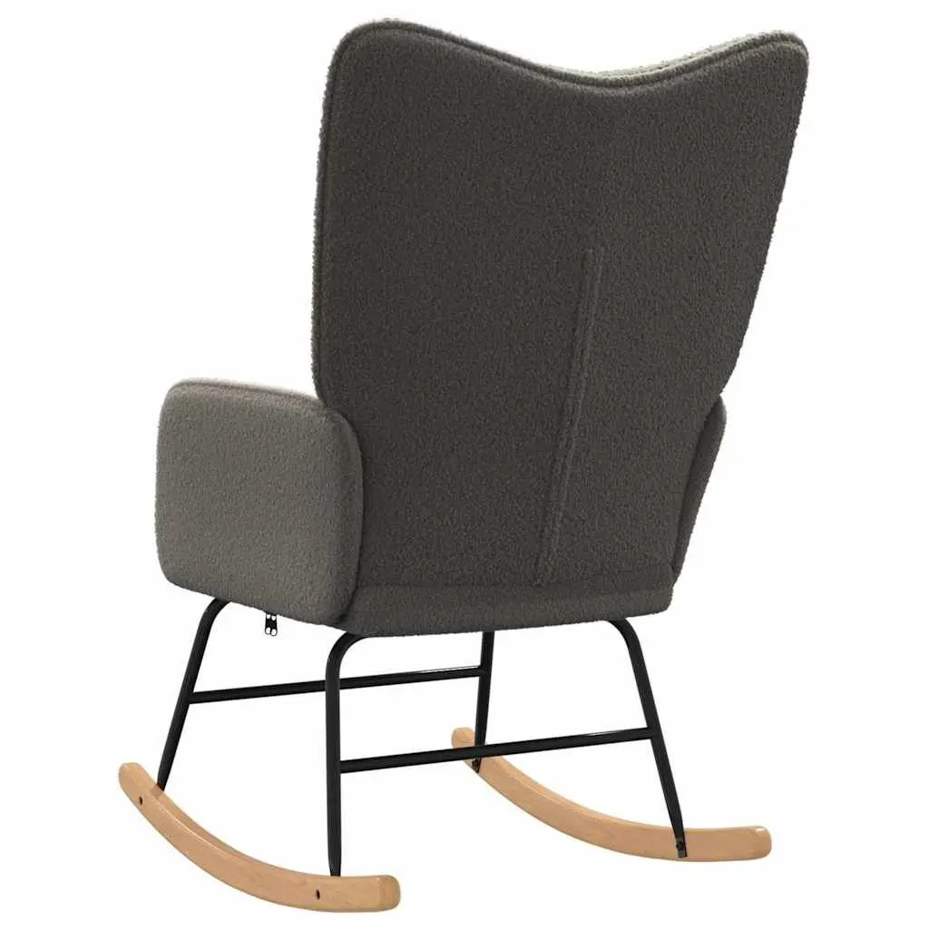 Rocking Chair Sherpa Fabric Grey Modern Padded Armrests