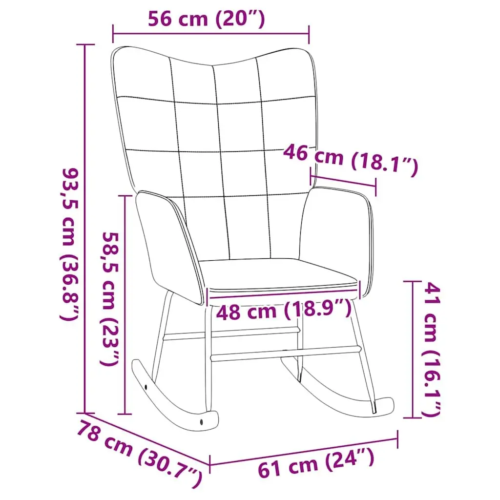 Rocking Chair Sherpa Fabric Grey Modern Padded Armrests
