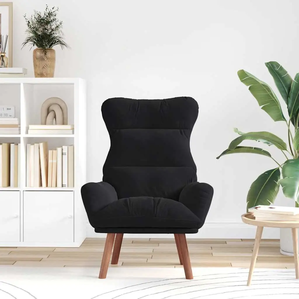 Armchair Velvet Black Modern Relaxing Chair Padded Armrests