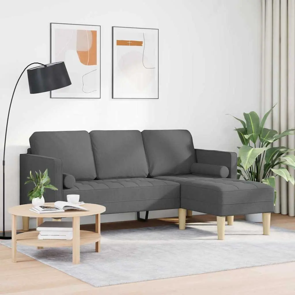 Modular Sofa Set with Cushions in Dark Grey