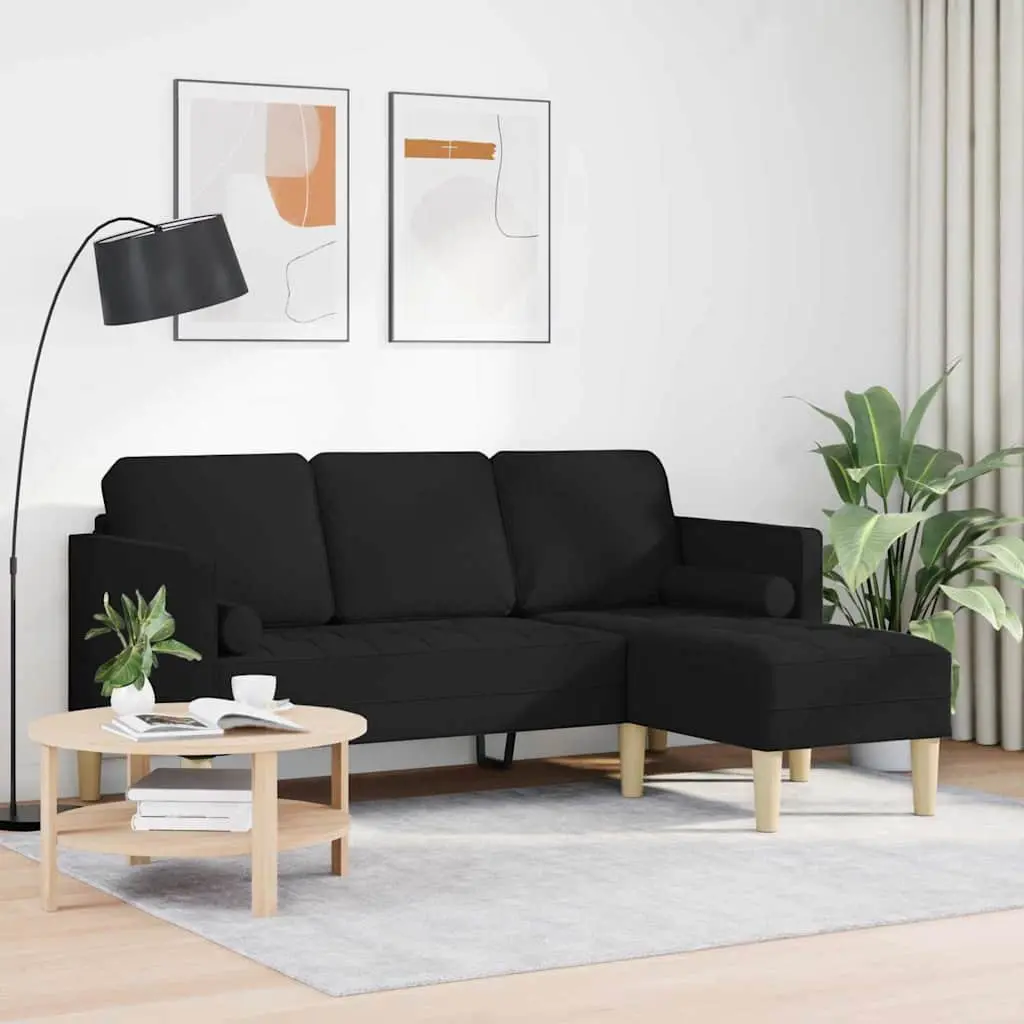 Modular Sofa Set in Black with Cushions