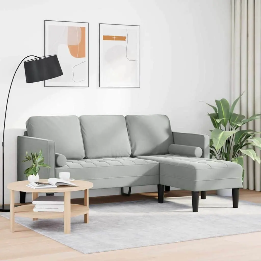 Modular Sofa Set Light Grey Polyester Compact Living Room Sectional Couch